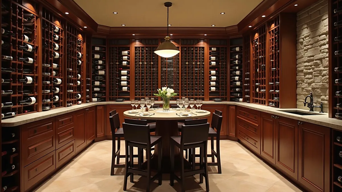 Wine cellar shown on the King-Mahdi Builders service page.