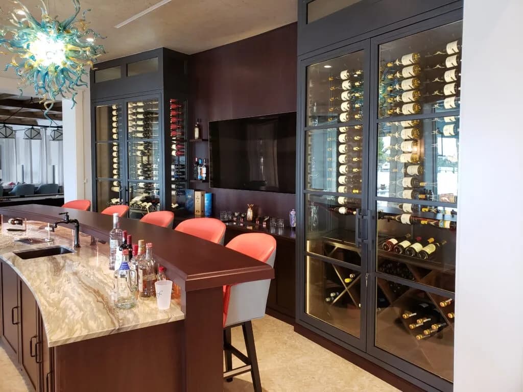 Wine cellar installation shown in the Palm Beach Wine Cellars gallery.